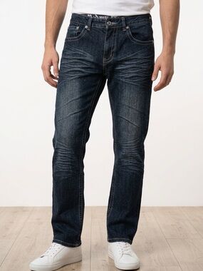 Men's Straight Jeans in Dark Indigo Wash by